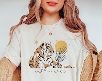 Chemise tigre, T-shirt graphique tigre, chemises tigre vintage pour femmes, t-shirt tigre, t-shirts surdimensionnés, chemise tigre esthétique, t-shirt tigre