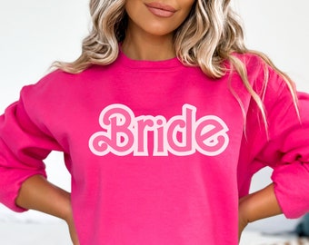 Hot Pink Bride Sweatshirt, Pink Bride Sweatshirt, Pink Doll Bride Sweatshirt, Hot pink bachelorette, Hot pink bride sweatshirt 2023