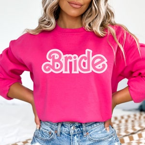 Hot Pink Bride Sweatshirt, Pink Bride Sweatshirt, Pink Doll Bride Sweatshirt, Hot pink bachelorette, Hot pink bride sweatshirt 2023