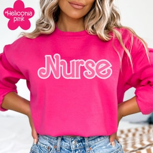 Hot Pink Nurse Sweatshirt, RN Nurse Sweatshirt for Nursing School Grad, Registered Nurse Sweatshirt, Pink Nurse Crewneck, Love Nurse Shirt