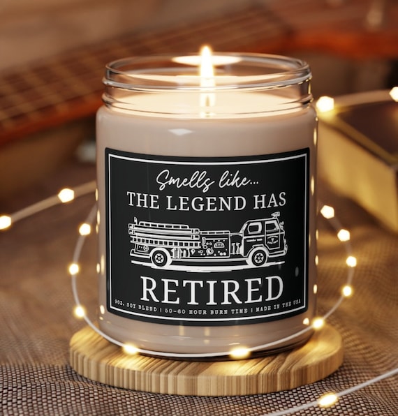 Firefighter retirement gift, retirement gift for a firefighter, Fire Chief Retirement gift, Firefighter Candle, Retirement gifts under 30
