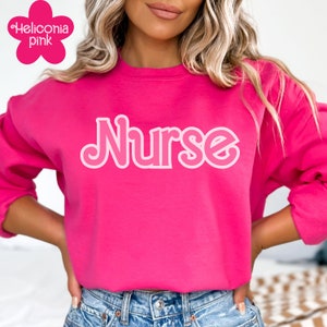 Hot Pink Nurse Sweatshirt, RN Nurse Sweatshirt for Nursing School Grad, Registered Nurse Sweatshirt, Pink Nurse Crewneck, Love Nurse Shirt