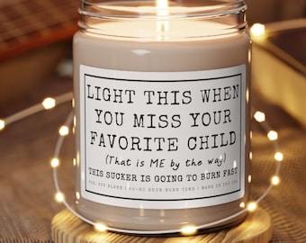 Gift for mom from favorite child, gift for parents from kids, funny gift for mom, funny gift for dad, funny candle labels mom Christmas gift