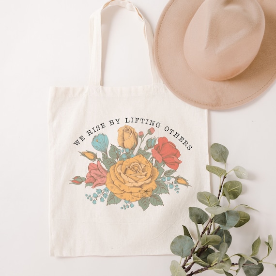 Trendy tote bag for women, Botanical Tote bag, Retro style Tote Bag, Positive Energy Trendy Tote Bag, Aesthetic Tote Bag, Wildflower tote