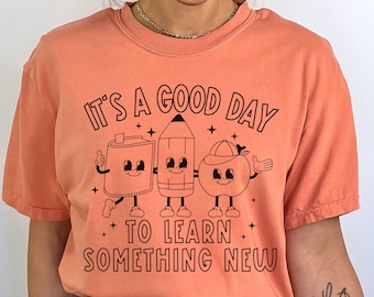 Camiseta retro de profesor para la vuelta al cole Camisetas retro de profesor de primaria, Camisetas de profesor de colores cómodos Camisetas de buen día para aprender a enseñar