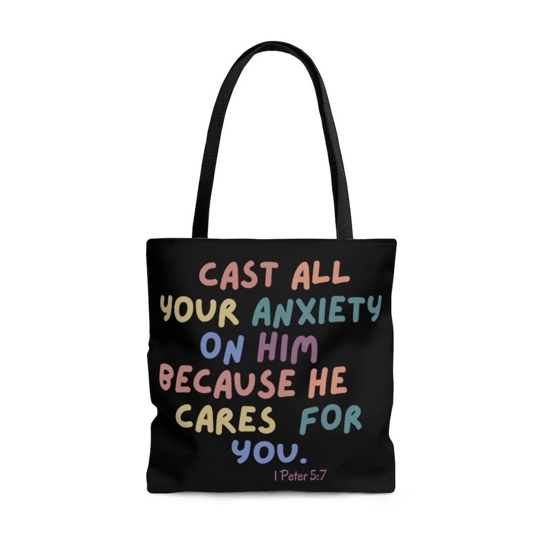 Bible Verse Tote Bag, Faith Gift, Anxiety, Empathy Gift, Christian