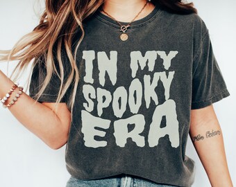In my spooky era shirt, comfort colors halloween shirts, Spooky season shirts, Plus size halloween, Halloween 2023 shirts, Trendy halloween
