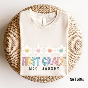 Camisas de maestro de primer grado, camisas de maestro a juego de primer grado, camisas con nombre de maestro, camisa personalizada de maestro de primer grado camisa de 1er grado