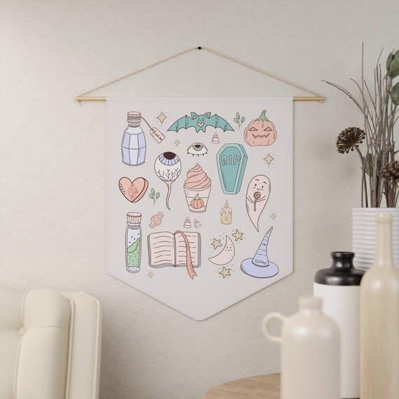 Pastel Goth Wall Art, Whimsgoth wall decor, Pastel halloween wall decor, Halloween decorations, Pastel halloween doodles, fall wall art