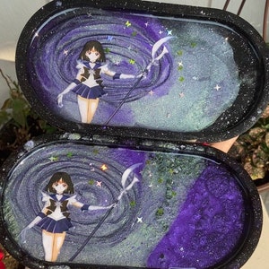 Sailor Saturn trinket tray anime decor / resin sailor saturn rolling tray sailor moon kawaii tray sailor saturn fan