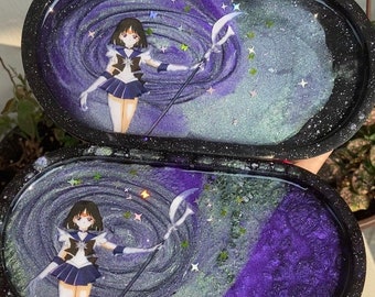 Sailor Saturn trinket tray anime decor / resin sailor saturn rolling tray sailor moon kawaii tray sailor saturn fan