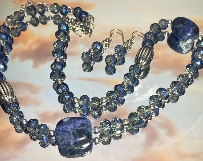 Blue and Silver Gemmed Set Thrifted