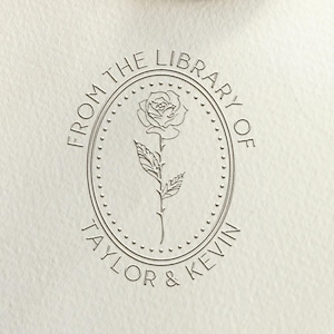 Rosen Design Prägestempel/Ex Libris Ex Libris Prägestempel/Aus der Bibliothek Stempel/Rosen Stempel/Bücherbibliothek Stempel/Geschenk für Buchliebhaber/Bestes Weihnachtsgeschenk!!