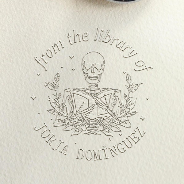 Skull skeleton custom from the library of embosser/Book embosser personalized/Book library stamp/Best gift for book lover & reader