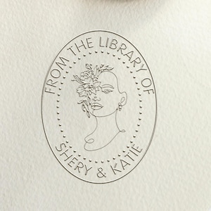 Artist Design Embosser/Aangepast uit de bibliotheek Embosser/Boekbibliotheekstempel/Vrouw met bloemen/Ex Libris-stempel/cadeau boekenliefhebber