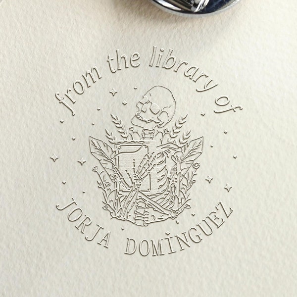 Custom from the library embosser Skeleton/book library stamp/book lover gift/