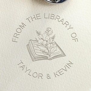 Blumen Buch Prägestempel mit Name / Name / Buch Prägestempel / Buch Prägestempel / Buch Prägestempel