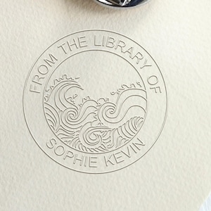 Custom from the library embosser wave/personalized book library stamp/custom book lover gift