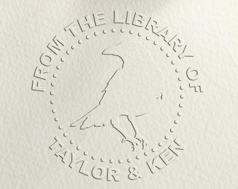 Book embosser custom with your name/raven from the library embosser/personalized animals library stamp/book lover gift