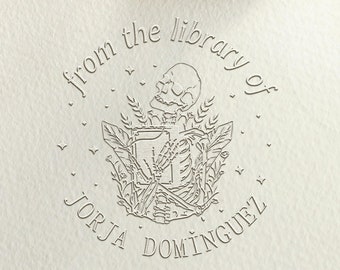 Custom library embosser/Skeleton Stamp/Personalized Skull Library Embosser/book library stamp/book lover gift