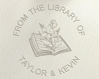 Floral Book embosser custom with your name/from the library embosser/personalized library stamp/custom book lover gift
