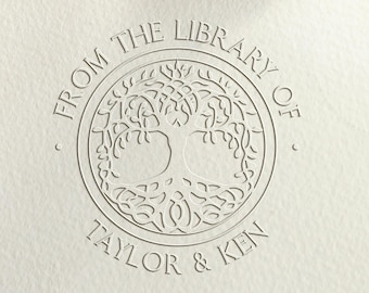 Timbro personalizzato con albero della vita celtico, proveniente dalla biblioteca/timbro personalizzato per biblioteca/regalo per amanti dei libri