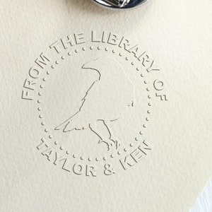 Book embosser custom with your name/raven from the library embosser/personalized animals library stamp/book lover gift