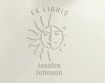 Custom  from the library embosser sun and moon/personalized book library stamp/book lover gift