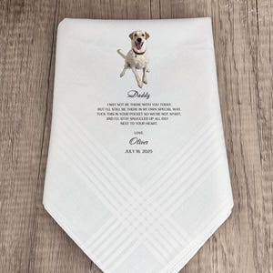 Custom Wedding Handkerchief with dog photo, Gift for the Bride, Gift for the Groom from Dog,  dog cat wedding gift
