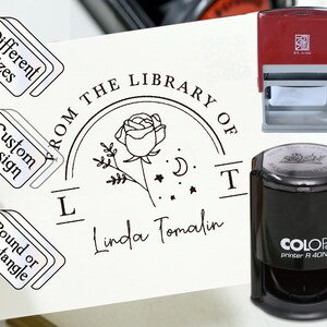 Flora Selbstfärbend / Bibliothek selbstfärbend / Aus der Bibliothek von Buchstempel / Blumendesign / Kundenspezifischer Buchstempel / Lehrergeschenk / Bestes Geschenk für Buchliebhaber