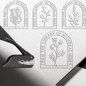 Tampon de bibliothèque unique/ Embosseur de la bibliothèque/Cadeau personnalisé pour les amoureux des livres/Ex Libris/assiette de remplacement/Design du jardinier/Cadeaux pour la fête des enseignants