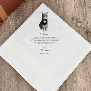 Custom Wedding Handkerchief with Pet photo, Gift for the Bride, Gift for the Groom from Dog,  dog cat wedding gift