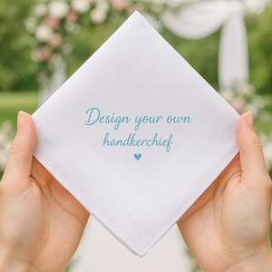Personalised wedding handkerchief,Hankies for Groom to be from his future Wife,Bridal Handkerchief for Dad Mom with Any Text Engaged Gift