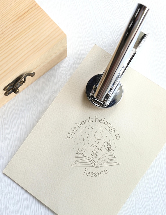 Book embosser custom with your name/from the library embosser/personalized library stamp/book lover gift