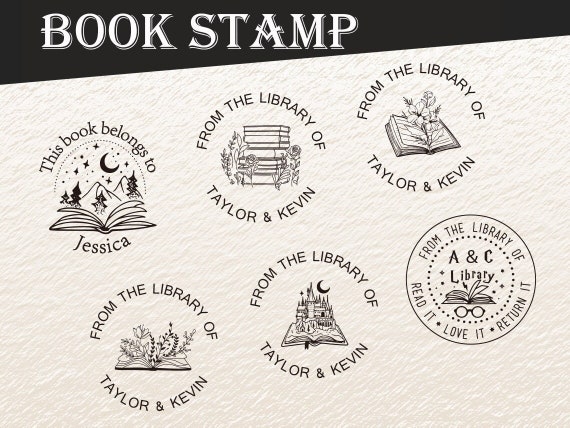 from The Library of | Ex Libris | Mountain Book Stamp | This Book Belongs  to Personalized Library Stamp | Custom Library Stamp | Monogram Rubber