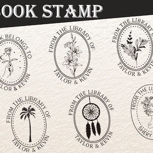 Aangepast boek is van Stempel/Gepersonaliseerd uit de bibliotheek van boeken Stempel/zelfinktende ronde stempel/kerstcadeau/cadeau voor boekenliefhebber