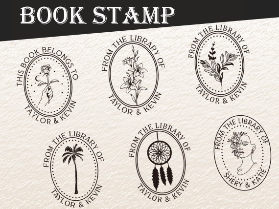 Personalized Library Book Stamp with Tree Theme | Custom Self-Inking Stamp  for Book Lovers | Personalized Stamps Self Inking | Customized Stamps Self