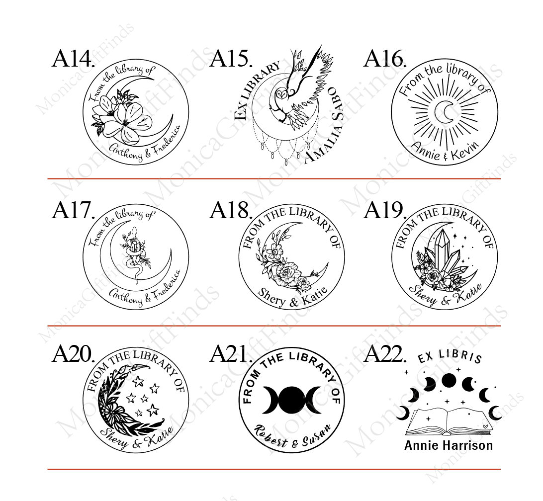 Personalized Book Embosser Stamp - Custom Library Seal With Name, Floral Logo Design - View #3