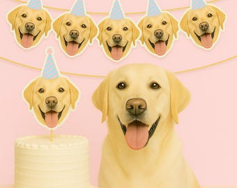 Dog Custom Photo banner /pet face banner / custom Fun pet birthday party cat birthday garland