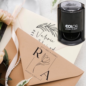 Huwelijksuitnodiging/zelfinktende bloemen/stempel huwelijksmonogram/retouradres/zelfinktende bruiloftsstempel/aangepaste boekstempel/cadeau voor pasgetrouwde