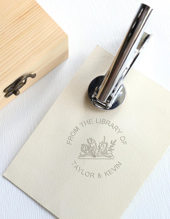 Personalized Embosser Book Stamp - from The Library of | Book Embosser |  Custom Embosser Stamp | Ex Libris Embosser | Personalized Embosser 