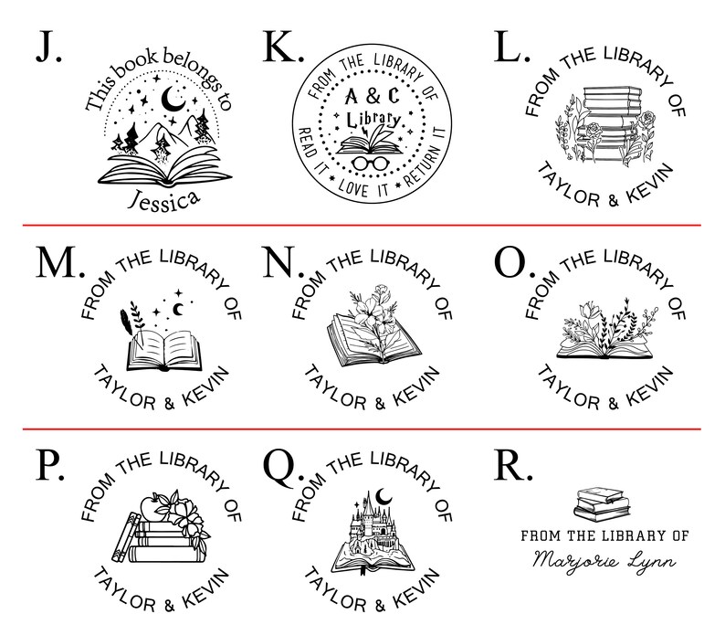 Floral Book Embosser Custom With Your Name/from the Library Etsy