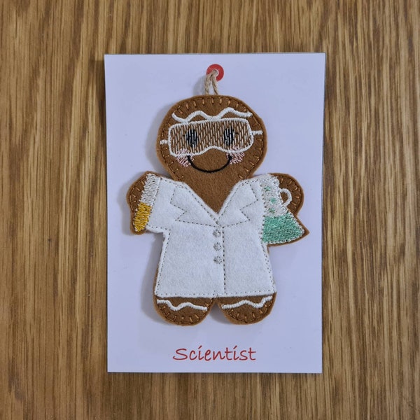 Scientist Gift Science Teacher Felt Gingerbread Hanging Decoration