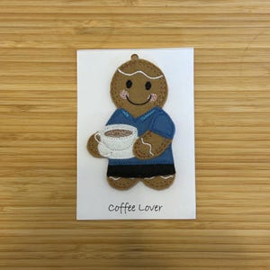 Coffee Drinker Male Gift Felt Gingerbread Hanging Decoration