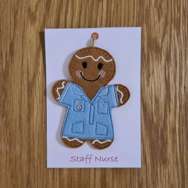 NHS Staff Nurse Gift Hospital Felt Gingerbread Decoration