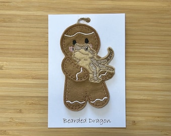 Bearded Dragon Pet Gift Felt Gingerbread Hanging Decoration