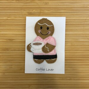 Coffee Drinker Female Gift Felt Gingerbread Hanging Decoration