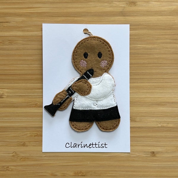 Clarinet Player Gift  Music Felt Gingerbread Hanging Clarinettist Decoration