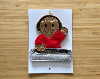 Disk Jockey DJ Gift Felt Gingerbread Hanging Decoration