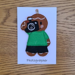 Photographer Gift Camera Hobby Felt Gingerbread Hanging Decoration